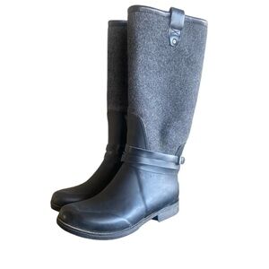 Ugg Korynne Wellie Tall Knee High Boots Grey Wool Black Wool Size 7